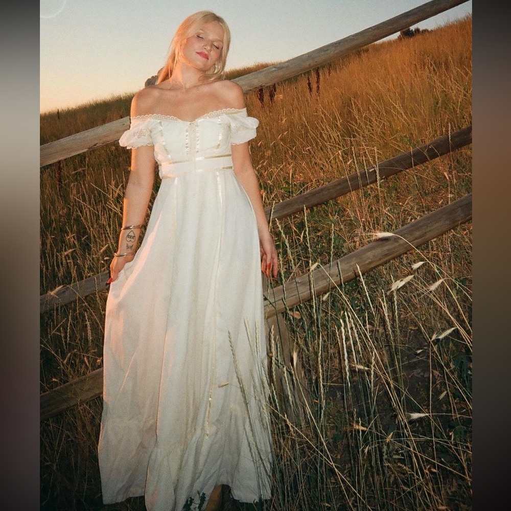 “Jenny” Cream long romantic cottage dress